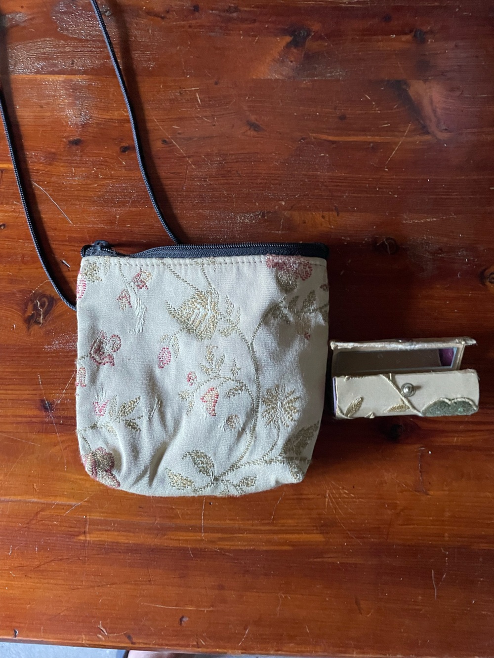 Embroidered Floral Crossbody Pouch - Cream